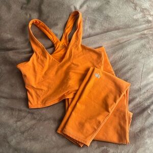 Alo Orange Bra and Leggings Set